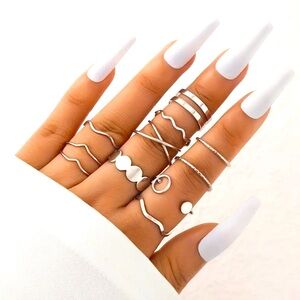 NEW 10pc Geometric Versatile Ring Set